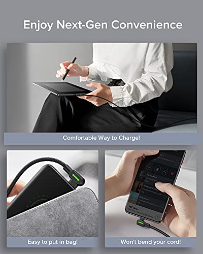 [3 Pack] USB C Cable, Mcdodo 90 Degree 3.1A QC3.0 Fast Charging Type C Cable, (0.5m+1.2m+3m) Braided Nylon Data Cord USB-C Charger for Samsung Galaxy S21 S20 S10 Note 20 10 Huawei Google Xiaomi etc.