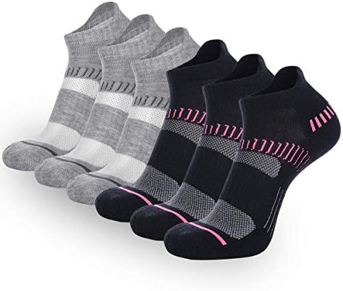 FLYRUN Womens Athletic-Ankle-Socks-Women 6 Pack Performance Cushioned Low Cut Running Tab Socks