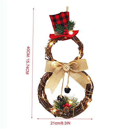 BiuBuy Lighted Christmas Wreath Decoration Battery Powered LED Wreath for Front Door Home Wall Decor and Party Décor (A)
