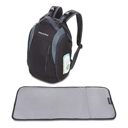 SwissGear Diaper Bag Backpack | Multifunction Travel Backpack | Maternity Baby Changing Bags | Men’s and Women’s - Black/Grey
