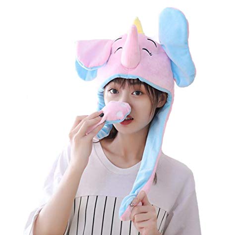 Adult Pink Elephant Costumes - Debbieicy Lovely Costume Props Plush Bunny Hat Cute Animal with Movable Ears-Ideal