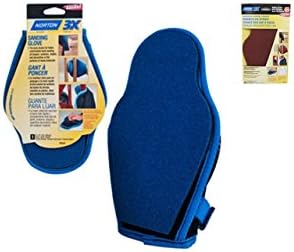 Set of (1) Norton 3x Sanding Glove with Coarse 80 Grit Sponge and (1) 2-Pack Replacement Medium 100 Grit Sander Glove Sponge Sheets for Hand Sanding, Refinishing, and Woodworking
