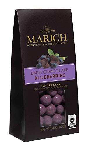 Marich Chocolates Trio Gift Set Chocolate Covered Fruits Collection (Dark and White Chocolate Strawberries, Dark Chocolate Blueberries, and Milk Chocolate Cherries) Gable Box 4.25 Oz. Each (Pack of 3) - Thumbnail 4