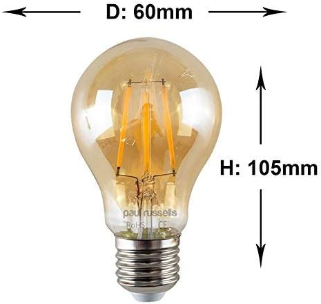paul russells E27 Edison Screw LED Filament, 7Watt 50W Equivalent 680LM Lumens 2200K ES Standard GLS A60 - Image 4