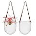 LA JOLIE MUSE Wall Hanging Planters - Modern Wall Decor 7.5 X 5.7 Inch Unglazed Ceramic Air Plant Holder Indoor, Succulent Pot with Leather Strap, Set of 2 White