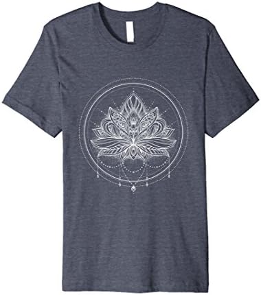 Mens Buddhism T-Shirt: Lotus Flower Circle Mandala Hindu Artwork Large Heather Blue