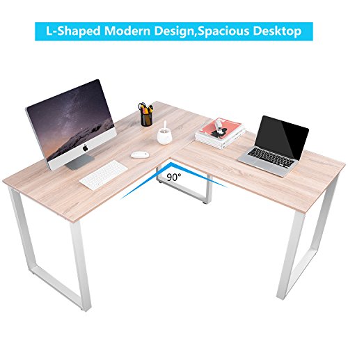Merax L-Shaped Office Workstation Computer Desk Corner Desk Home Office Wood Laptop Table Study Desk (Oak) Merax L-Shaped Office Workstation Computer Desk Corner Desk Home Office Wood Laptop Table Study Desk (Oak)