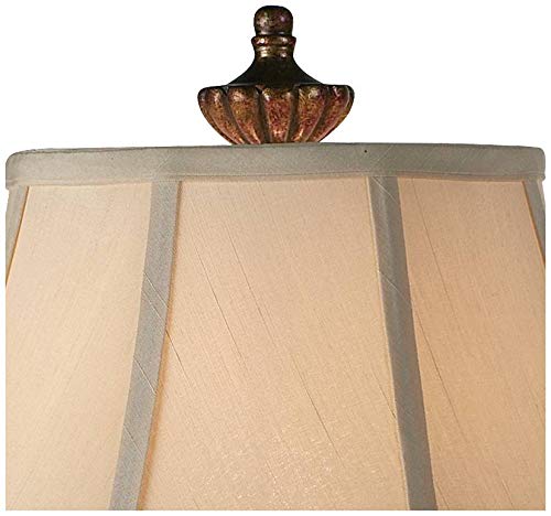 Traditional Table Lamp with Nightlight Bronze Onyx Column Off White Bell Shade for Living Room Family Bedroom - Barnes and Ivy