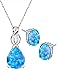 Mints Blue Opal Jewelry Set Sterling Silver Pendant Necklace Stud Earrings October Birthstone Gemstone Fine Jewelry for Women