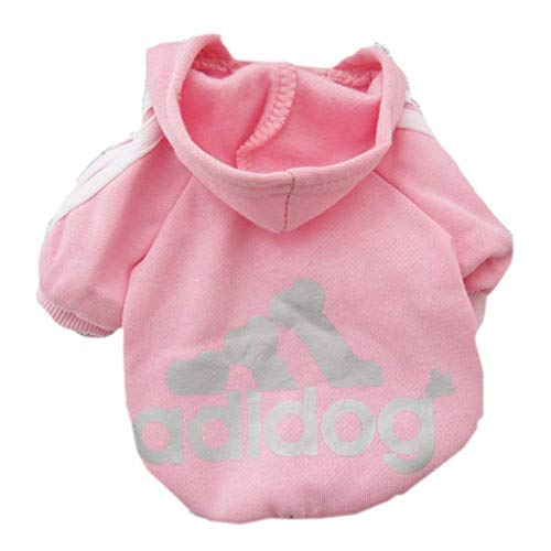 Moolecole Adidog Pet Dog Hooded Clothes Apparel Puppy Cat Warm Hoodies Coat Sweater for Small Dogs(XL, Pink)