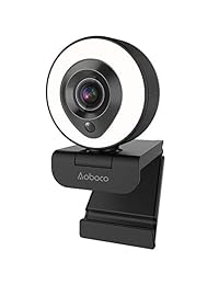 Aoboco Pro Stream  cam 1080P HD with Dual Mics & Dimmable Ring Light, PC  cam Conference Game Video   Camera for Computer Monitor Laptop Desktop Xbox Skype OBS Twitch   Xsplit