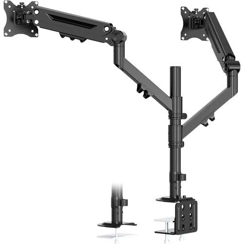 Dual Monitor Mount for 17 to 40 inches, Holds up to 26.4 lbs, Monitor Desk Arms for 2 Monitors Vertical/Parallel Placement, with Clamp/Grommet Base, VESA Mount 75/100 mm