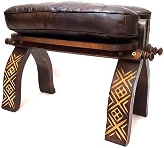 MYMOROCCANBAZAR Moroccan Bench Footstool, Brown