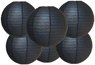 Matissa Pack of 6 Paper Lantern Lampshade Party Birthday Baby Shower Wedding Celebration Decoration (Black, 6" (15 cm))
