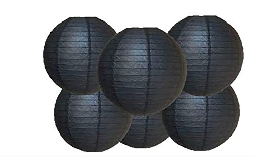 Matissa 10"(25CM) Pack of 6 Paper Lantern Wedding Party Decoration Craft Lamp Shade (Black)