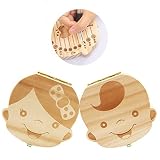 Yoption Baby Teeth Box Save Wooden Boxes Personalized Deciduous Souvenir Box,Customize Personalized Baby Teeth Box (German, Girl)