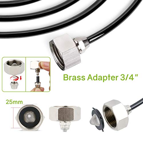 Outdoor Patio Cooling Mist System, 1/4-inch 26.2FT (8M) Misting Line, 9 Brass Mist Nozzles,Metal Brass Adapter(3/4") for Garden Greenhouse Trampoline