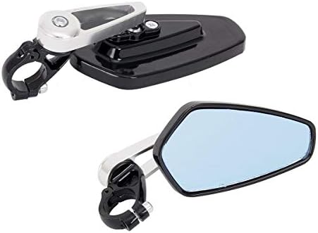 Dibiao 7/8" Universal Motorbike Side Mirrors Motorcycle Rear View Mirrors Handle Bar End Motorcycle Rearview 1 Pair (Color : Silver)