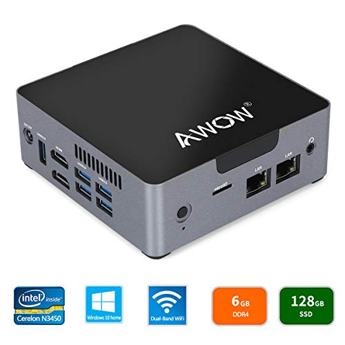 AWOW AK34 Mini PC Windows 10 Home Mini Desktop Computer Intel Celeron N3450/6GB DDR4/128GB SSD/HDMI/Dual-Band Wi-Fi/Gigabit Ethernet