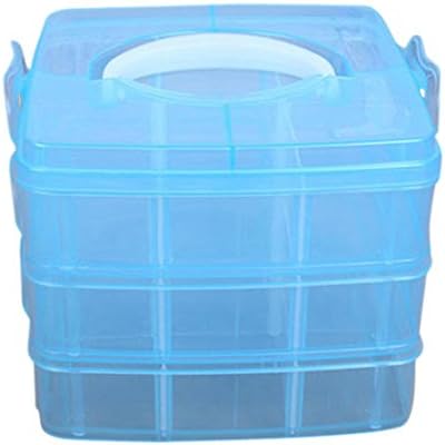Mikey Store Clear Plastic Jewelry Storage Box Container Organizer Case Craft Tool (Blue)