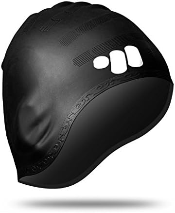 Mcoley Swim Cap Silicone Swimming Hat for Kids &amp; Adults(black)