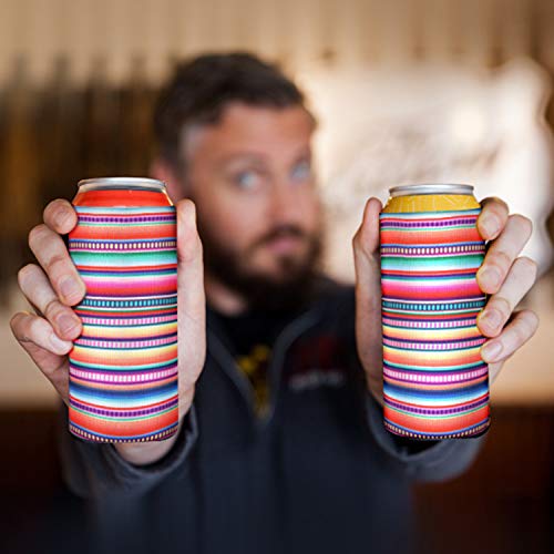 DIFENLUN 2 Pack Neoprene Slim Can Coolers, Collapsible Can Sleeves Beer Can Coolies Covers for 12oz Slim Drink Beer Cans(Stripes)