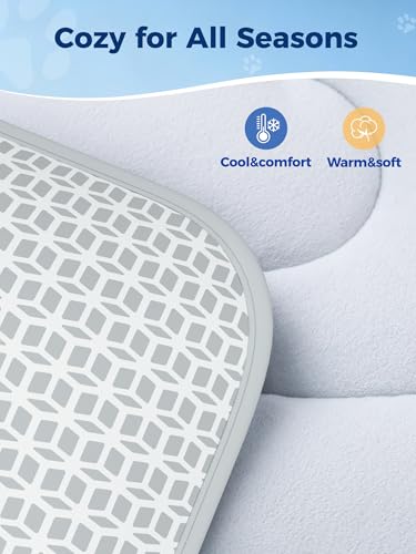 Rywell Extra Thick Cat Cooling Mat, 90 x 70 cm, PCM Coating Thermochromic Cooling Mat, More Durable Cooling, Double-Sided Design, Portable, Waterproof, Washable (Grey)