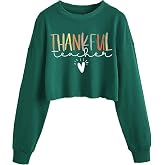 KNBUO Women's Halloween Thanksgiving Crop Sweatshirt Lantern Long Sleeve | Soft stretch cotton blend sweatshirt . Trendy cropped fit, wear for Halloween gatherings and fall events.