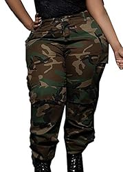 Womens Casual Camo Pants High Waist Cargo Trousers