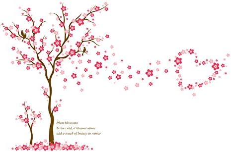 KoalaBear Brand Japanese Cherry Blossom Trees Wall Decal Plum Stickers Removable Large Decorative Flower Wallpaper Peel&amp;Stick For Bedroom/Living Room/TV Background Wall , 24 x 35 IN ( 60 x 90 CM)