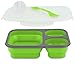 Smart Planet EC-34 Large 3-Compartment Eco Silicone Collapsible Meak Kit Lunch Box, Green