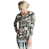 Women T-Shirt,Haoricu Womens Camouflage Pocket Hoodie Sweatshirt Blouse