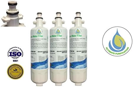 3 Pack - Ultimate Purification Water Filter to Replace Panasonic, LG, LG Premium, Kenmore, Kenmoreclear!, Sears, ADQ36006101, ADQ36006101-S, ADQ36006101S, ADQ36006102, ADQ36006102-S, ADQ36006102S, 46-9690, 09690, 9690, 469690, 4609690000, 048231783705, LT700P, LT-700P, LT700-P, WF700, RWF1052, RWF-1052, FML-3, HDX-FML-3.