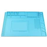Heat Insulation Silicone Repair Mat, Large Silicone Repair Mat for Soldering Iron, Phone and Computer Repair, Heat Gun, Electronics Repair Disassembly (17.79''&times;11.69'') - Blue
