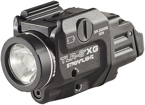 Photo 1 of Streamlight 69434 TLR-8A G Flex 500-Lumen Low Profile Pistol Light with Integrated Green Aiming Laser for Select Handguns, Includes Rear Switches, Mounting Kit, and Keys, Black