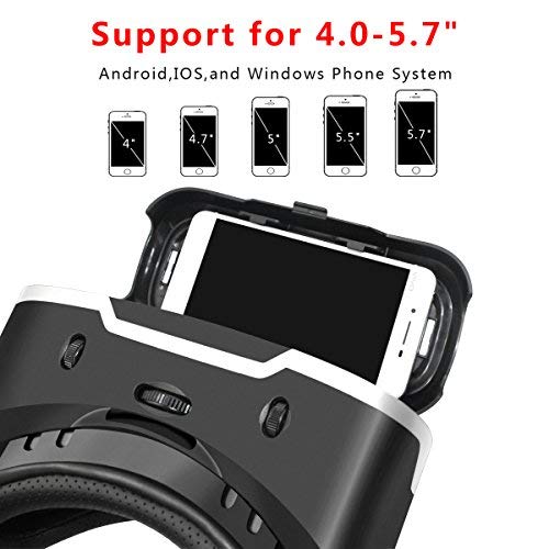 Tepoinn Casque Lunette VR 3D Réalité Virtuelle Lunette Virtuelle Le Plus Léger 3D Films Compatible avec Tous Les Smartphones Dont l\'écran est DE 4,0 à 5,7 Pouces