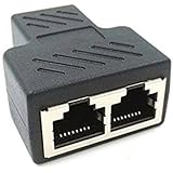Poyiccot Ethernet Splitter 1 to 2 Adapter, RJ45 Splitter Network Adapter 1 Female to 2 Port Female CAT 5/CAT 6 LAN Splitter E