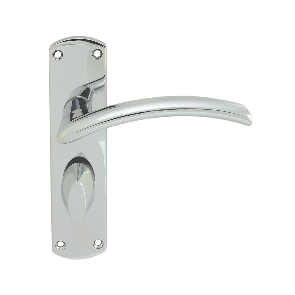 Serozzetta Caldew Door Handles on Back Plate - Bathroom (57mm c/c) - Polished Chrome
