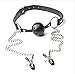 Black Leather Choker Collar With Open Mouth Ring Nip ple Clamps Clip (Black) (Fulfilled by Amazon)