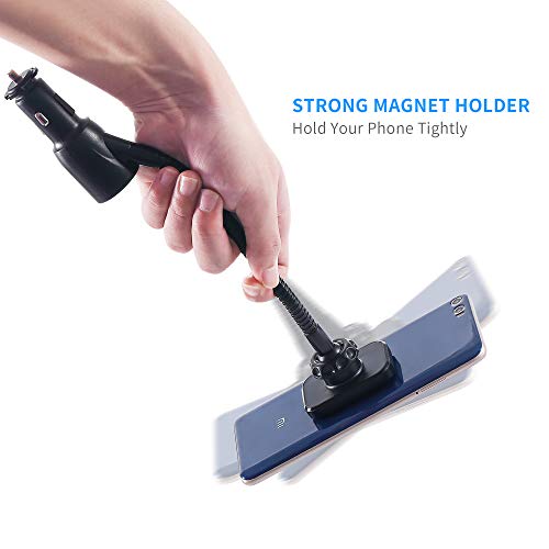 SOAIY 3-in-1 Cigarette Lighter Magnet Car Mount + Car Charger + Voltage Detector,Car Holder Cradle w/Dual USB 3.1A Charger,Display Voltage Current Compitable with iPhone8 X 6s 6 5s Samsung S8 S7 S6