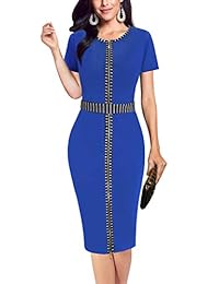 VFSHOW vestido elegante con cremallera frontal, para trabajo, oficina, fiesta, para mujer