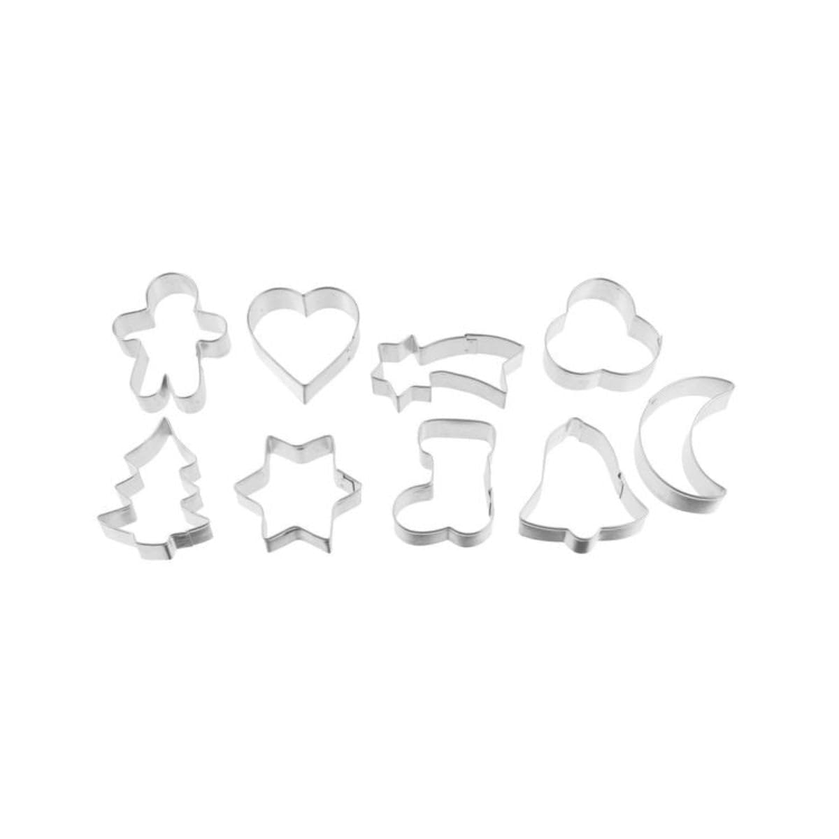 Zenker 42961 cookie cutter on wire hanger, tin plate, silver, 9 units