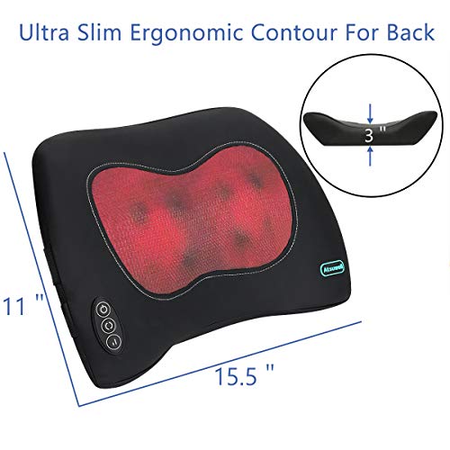 Atsuwell Shiatsu Lower Back Massager with Heat for Chair, Kneading Back Massage Pillow for Back Pain and Numbness Relief in Home Office and Car