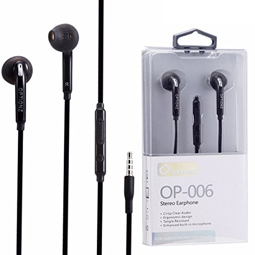 Optionz Headphone with Microphone Earphone Stereo Headset for All Android Phones (Compatible with Samsung, HTC, LG, Motorola, Alcatel, ZTE, and all Android Phones) (Black)