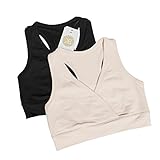 Kindred Bravely Soft French Terry Nursing Sleep Bra for Maternity / Breastfeeding (X-Large, 2 Pack, Black/Nude)