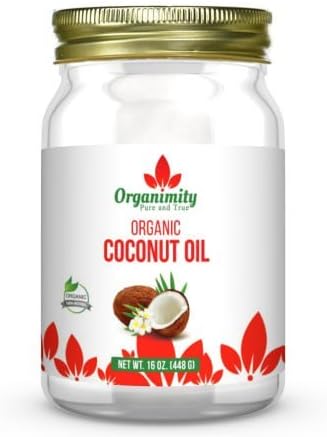 Organimity 100% Organic Unrefined Extra Virgin Coconut Oil - 16oz- Cold pressed