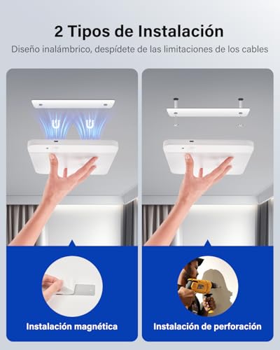 Leselux Ceiling Light with Motion Sensor, Wireless Ceiling Light with Remote Control, 3 Colour Temperatures Dimmable, Rechargeable Ceiling Light for Porch, Stairs, Garage, 2 Packs