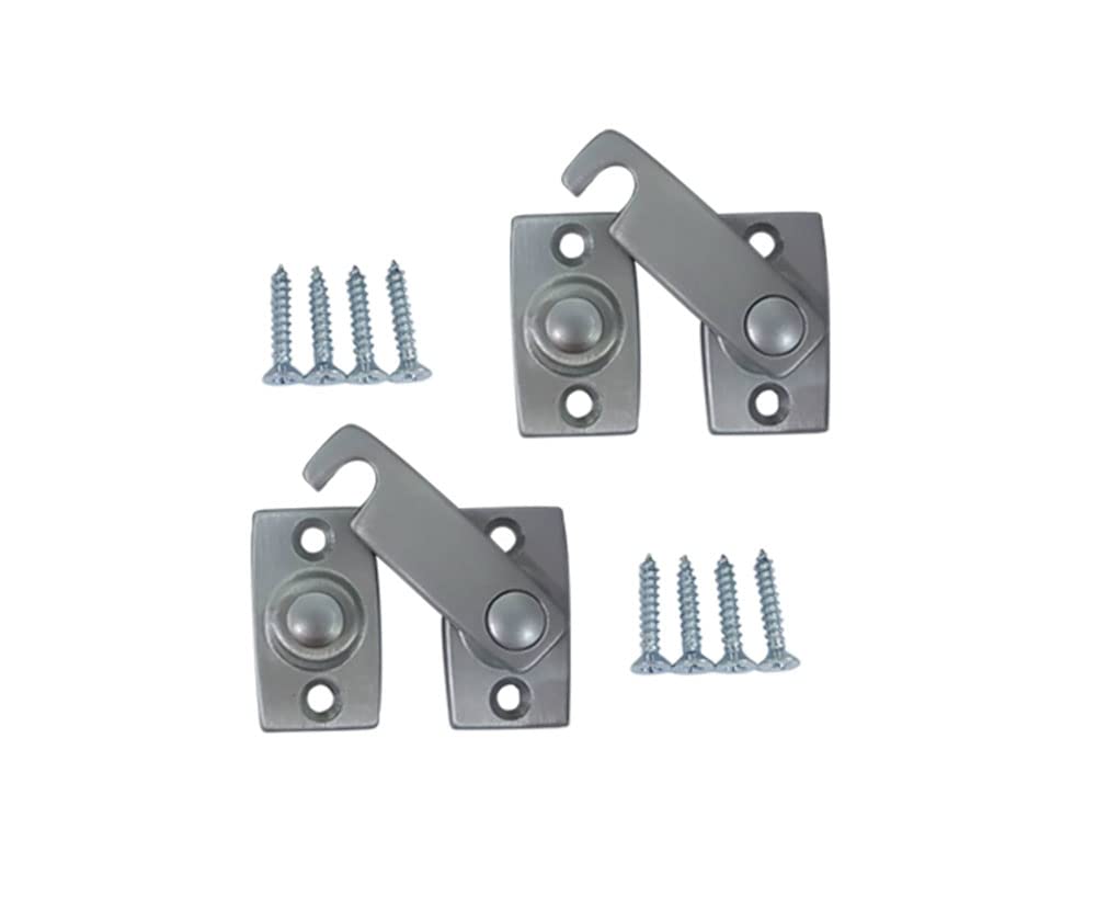 QCAA Solid Brass Shutter Bar/Door Latch, 7/8" x 2-3/32", Satin Chrome, 2 Pack, Made in Taiwan