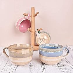 Bosmarlin Large Ceramic Coffee Mug Set of