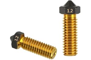 RIRSOASY Upgrade E3D MK8 Volcano V6 Nozzle PTFE Coated Brass Non-Stick PLA Extruder Print Head Nozzle 0.3/0.4/0.5/0.6/0.8/1.0mm for 1.75mm Ender3 Pro CR10/S Hotend­ (Volcano, 1.2mm)